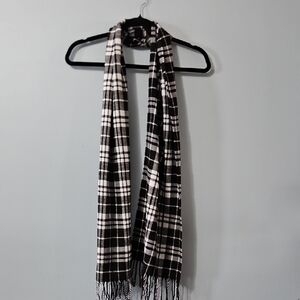 Trezo Black and White Long Blanket Style Plaid Scarf 12.5x72